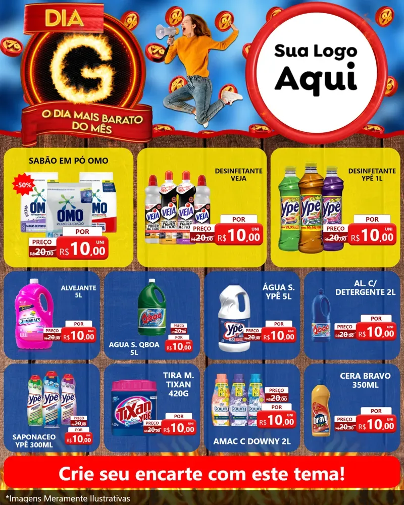 Modelo de Rede Social para Feed Instagram com o tema Dia G - O Dia Mais Barato Do Mês para Produtos de Limpeza