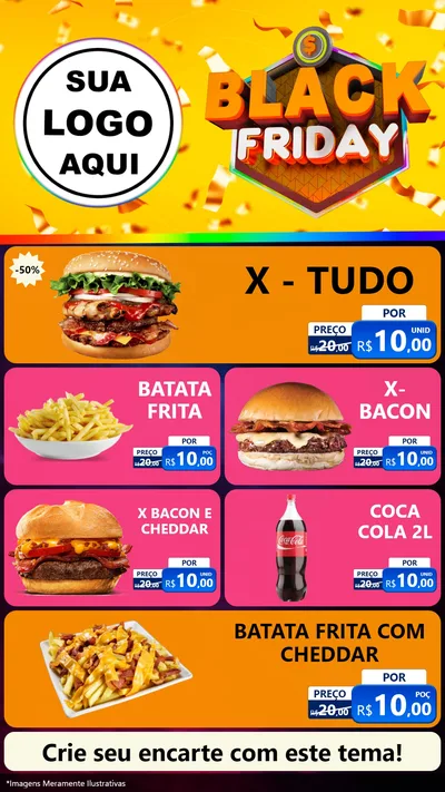 Modelo de TV para TV Vertical com o tema Black Friday para Hamburgueria