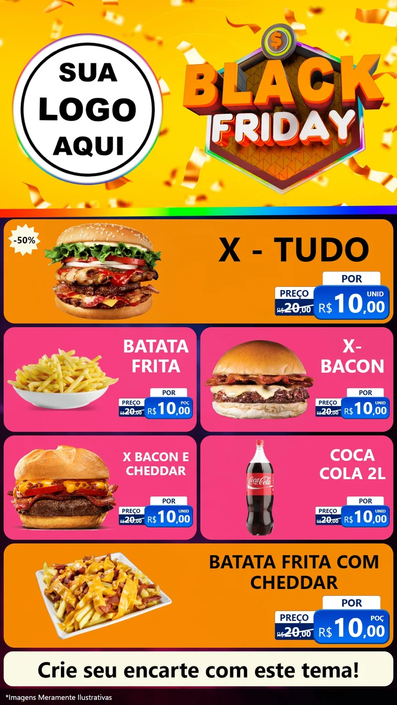 Modelo de TV para TV Vertical com o tema Black Friday para Hamburgueria