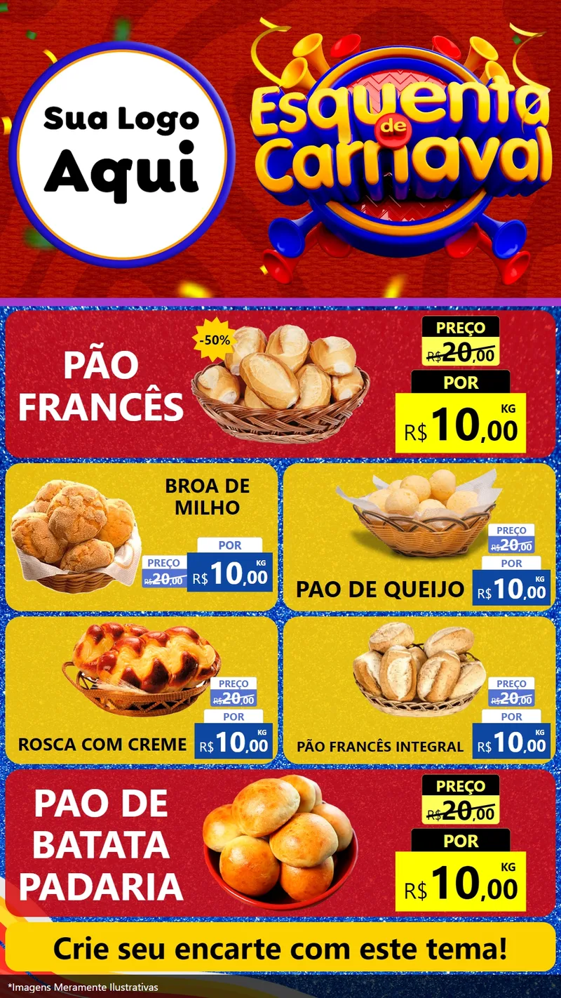 Modelo de TV para TV Vertical com o tema Esquenta de Carnaval para Padaria