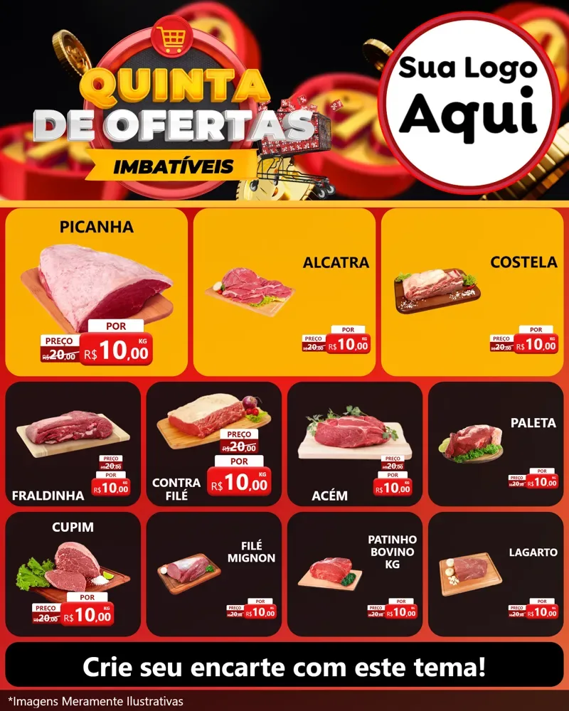 Modelo de Rede Social para Feed Instagram com o tema Quinta de Ofertas Imbatíveis para Açougue