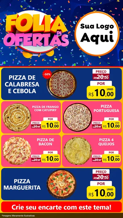 Modelo de TV para TV Vertical com o tema Folia de Ofertas para Pizzaria