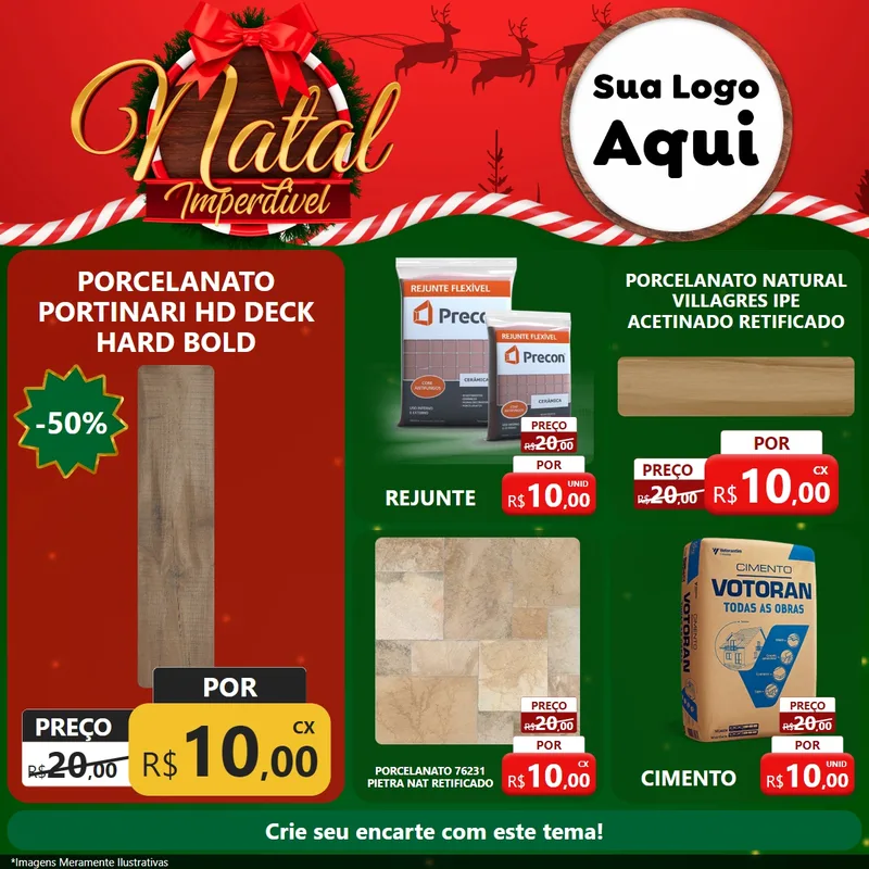 Modelo de Rede Social para Feed Facebook com o tema Natal Imperdível para Pisos e revestimentos
