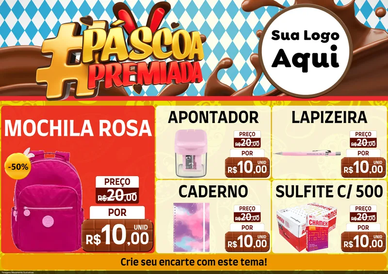 Modelo de Encarte para Encarte A4 Horizontal com o tema Páscoa Premiada para Papelaria
