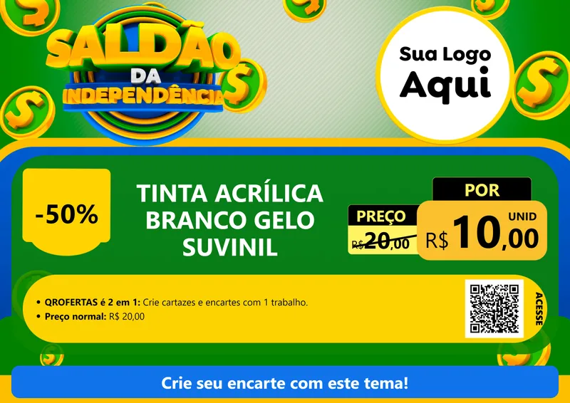 Modelo de Cartaz para Cartaz A4 Horizontal com o tema Saldão da Indepêndencia para Tintas e Ferramentas