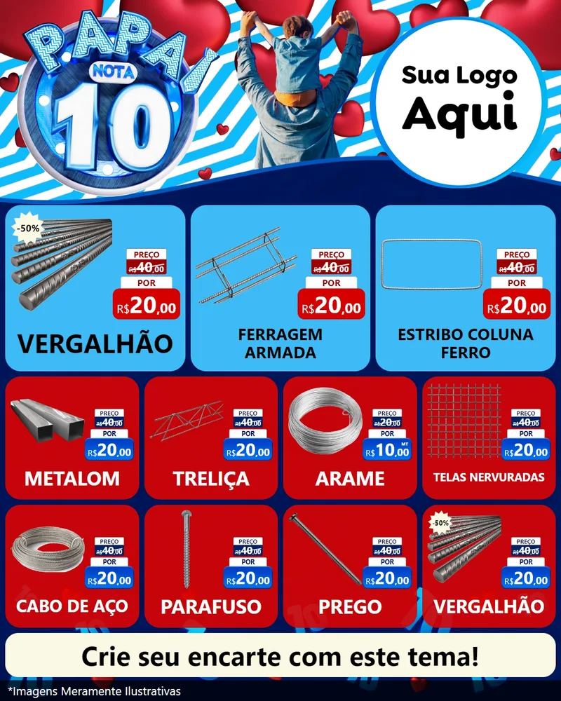 Modelo de Rede Social para Feed Instagram com o tema Papai Nota 10 para Ferragens