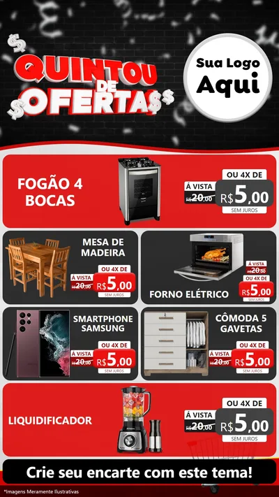Modelo de TV para TV Vertical com o tema Quintou de Ofertas para Móveis e Eletro
