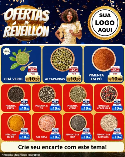 Modelo de Rede Social para Feed Instagram com o tema Ofertas de Réveillon para Produtos Naturais