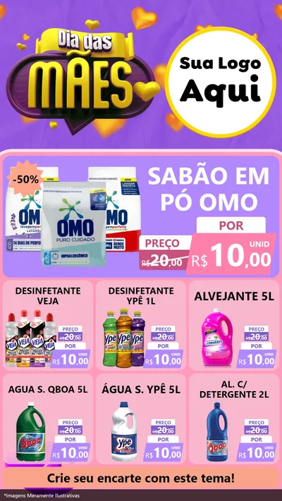 Modelo de Rede Social para Stories com o tema Dia das Mães para Produtos de Limpeza