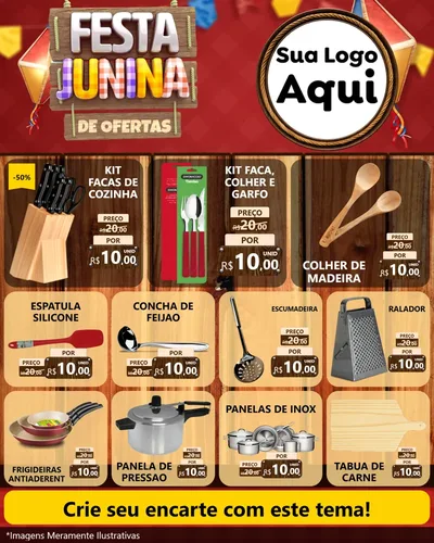Modelo de Rede Social para Feed Instagram com o tema Festa Junina de Ofertas para Utilidades Domésticas