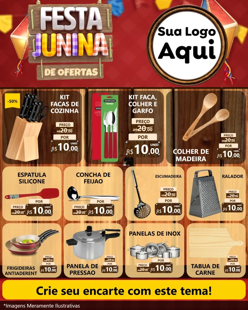 Modelo de Rede Social para Feed Instagram com o tema Festa Junina de Ofertas para Utilidades Domésticas