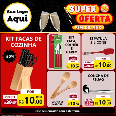 Modelo de Rede Social para Feed Facebook com o tema Super Oferta Fim de Ano para Utilidades Domésticas