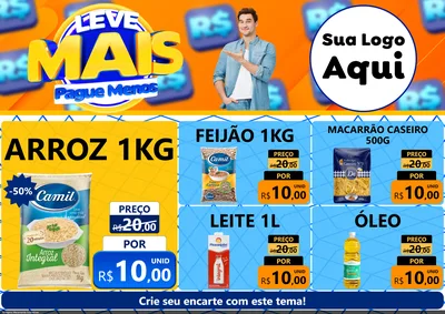 Modelo de Encarte para Encarte A4 Horizontal com o tema Leve Mais, Pague Menos para Supermercado