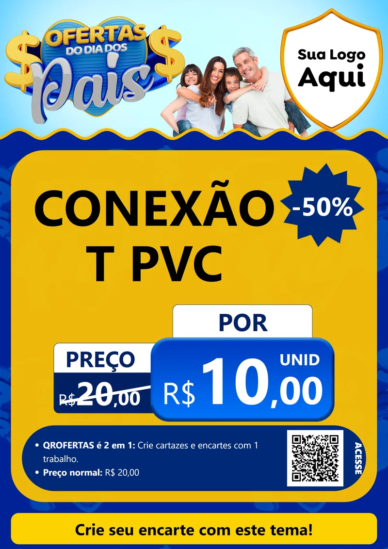 Modelo de Cartaz para Cartaz A4 Vertical com o tema Ofertas do Dia dos Pais para Tubos e conexões