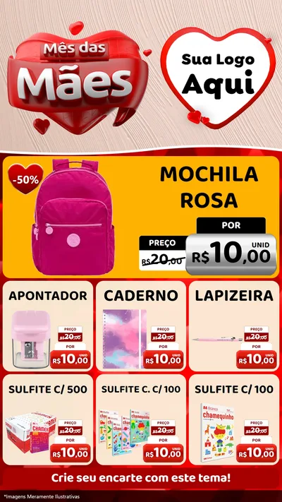 Modelo de Rede Social para Stories com o tema Mês das Mães para Papelaria