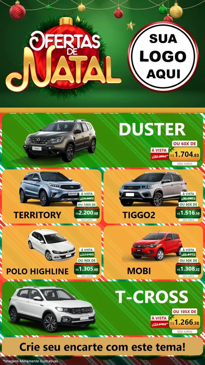 Modelo de TV para TV Vertical com o tema Ofertas de Natal para Concessionaria de Carros