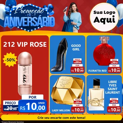 Modelo de Rede Social para Feed Facebook com o tema Promoção de Aniversário para Perfumes