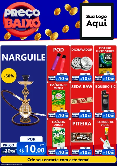 Modelo de Encarte para Encarte A4 Vertical com o tema Preço Baixo para Tabacaria