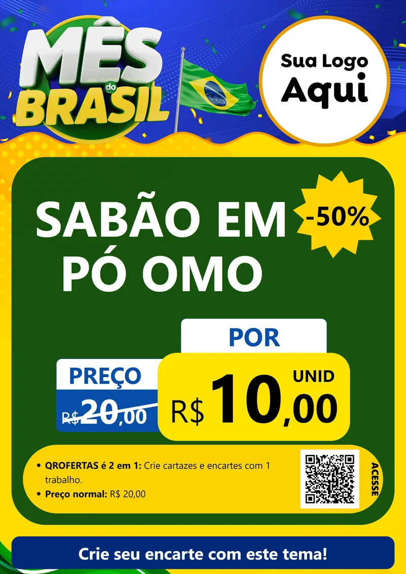 Modelo de Cartaz para Cartaz A4 Vertical com o tema Mês do Brasil para Produtos de Limpeza