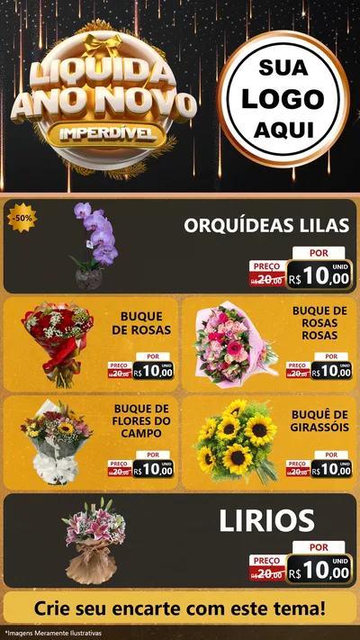 Modelo de TV para TV Vertical com o tema Liquida Ano Novo Imperdível para Floricultura e jardim