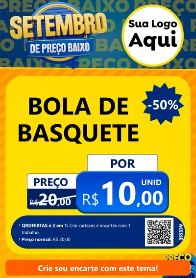 Modelo de Cartaz para Cartaz A4 Vertical com o tema Setembro De Preço Baixo para Artigos Esportivos
