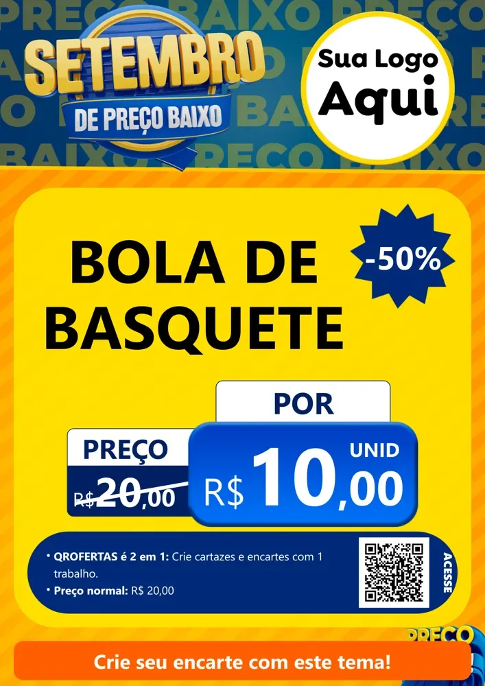 Modelo de Cartaz para Cartaz A4 Vertical com o tema Setembro De Preço Baixo para Artigos Esportivos