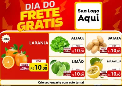 Modelo de Encarte para Encarte A4 Horizontal com o tema Dia do Frete Grátis para Hortifrúti
