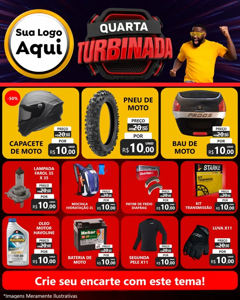 Modelo de Rede Social para Feed Instagram com o tema Quarta Turbinada para Moto peças