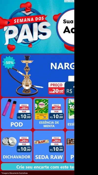 Modelo de Rede Social para Stories com o tema Semana Dos Pais para Tabacaria