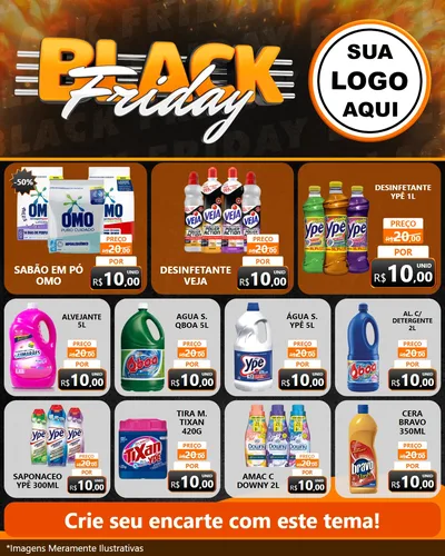 Modelo de Rede Social para Feed Instagram com o tema Black Friday para Produtos de Limpeza