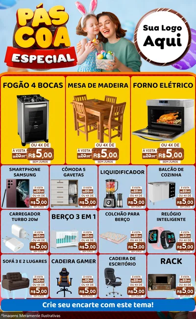 Modelo de Encarte para Encarte Grande com o tema Páscoa Especial para Móveis e Eletro