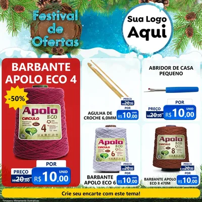 Modelo de Rede Social para Feed Facebook com o tema Festival de Ofertas - Inverno para Armarinho e Aviamentos
