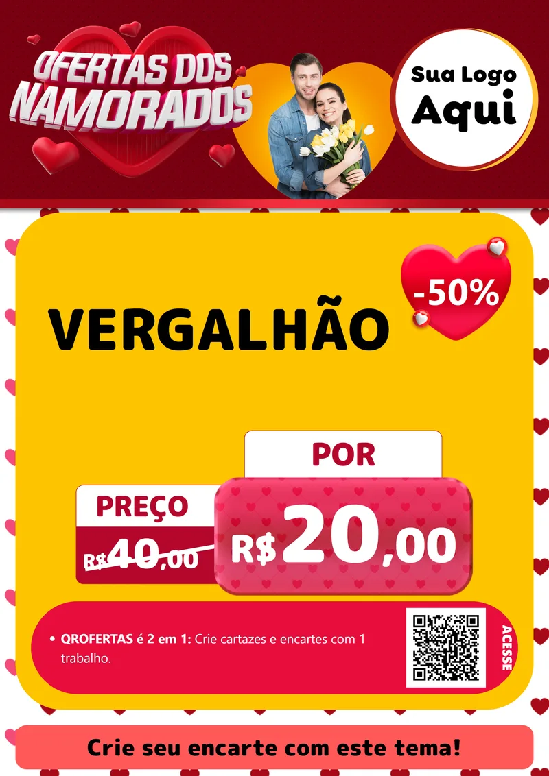 Modelo de Cartaz para Cartaz A4 Vertical com o tema Ofertas Dos Namorados para Ferragens