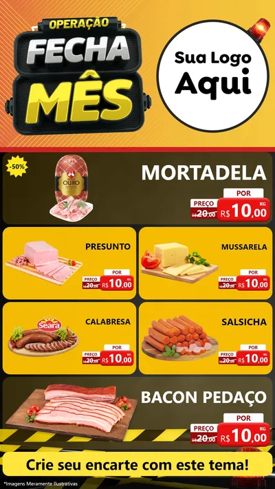 Modelo de TV para TV Vertical com o tema Operação Fecha Mês para Frios e Laticínios