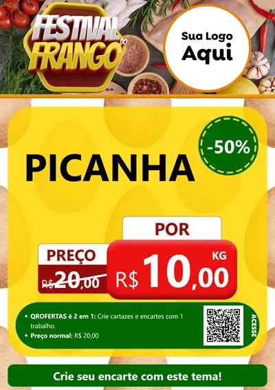 Modelo de Cartaz para Cartaz A4 Vertical com o tema Festival do Frango para Açougue