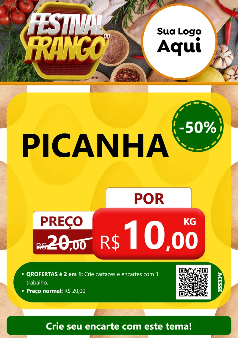 Modelo de Cartaz para Cartaz A4 Vertical com o tema Festival do Frango para Açougue