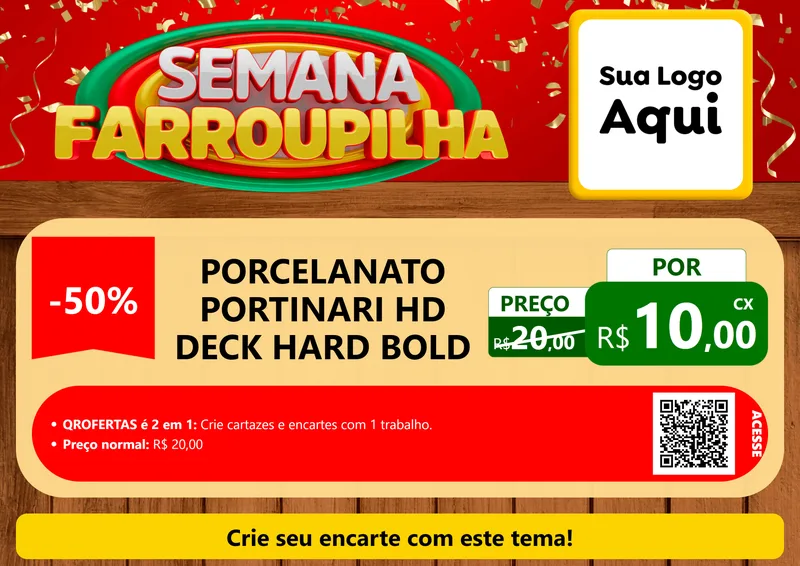 Modelo de Cartaz para Cartaz A4 Horizontal com o tema Semana Farroupilha para Pisos e revestimentos