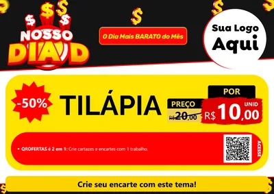 Modelo de Cartaz para Cartaz A4 Horizontal com o tema Nosso Dia D para Peixaria