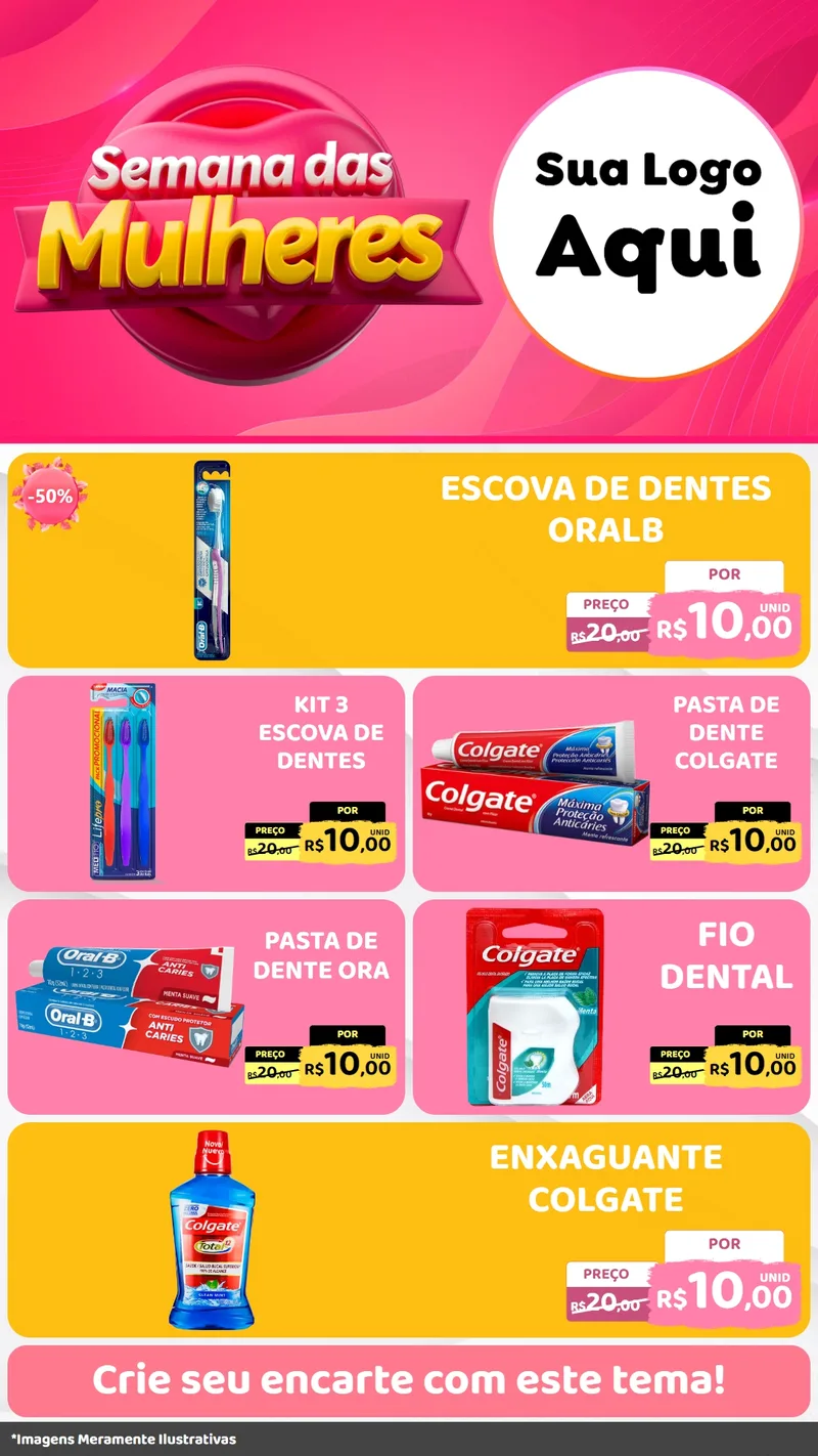 Modelo de TV para TV Vertical com o tema Semana das Mulheres para Higiene Pessoal