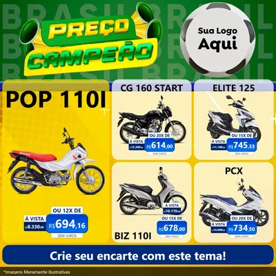 Modelo de Rede Social para Feed Facebook com o tema Preço Campeão - Copa para Concessionaria de Motos