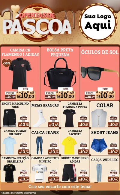 Modelo de Encarte para Encarte Grande com o tema Ofertas de Páscoa para Roupas e acessórios