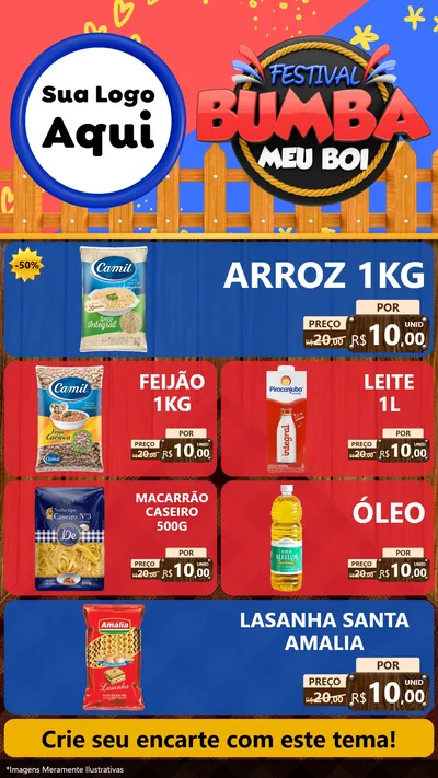 Modelo de TV para TV Vertical com o tema Festival Bumba Meu Boi para Supermercado