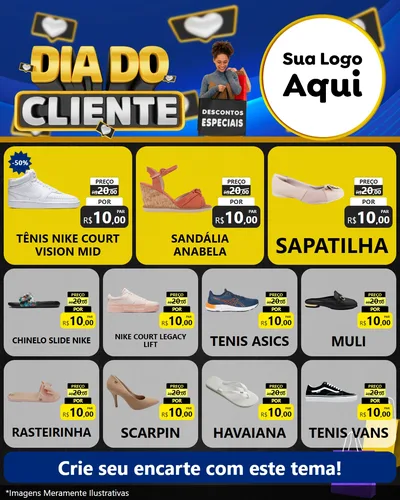Modelo de Rede Social para Feed Instagram com o tema Dia Do Cliente para Calçados