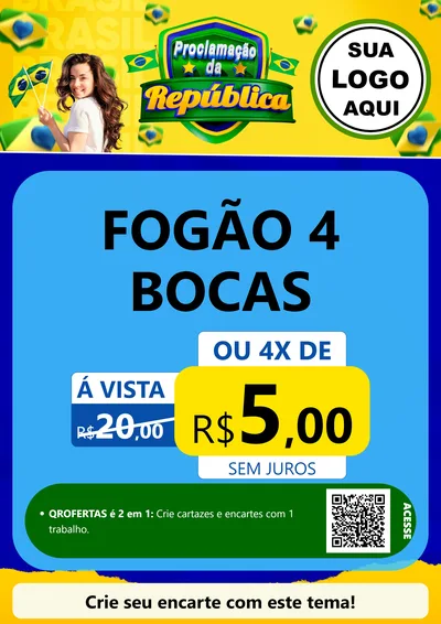 Modelo de Cartaz para Cartaz A4 Vertical com o tema Proclamação da República para Móveis e Eletro
