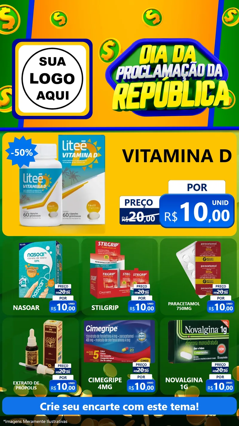 Modelo de Rede Social para Stories com o tema Dia Da Proclamação da República para Farmácia