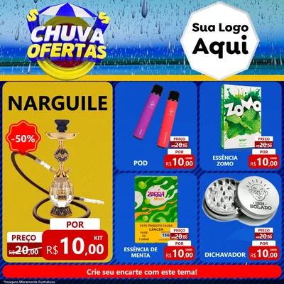 Modelo de Rede Social para Feed Facebook com o tema Chuva de Ofertas para Tabacaria