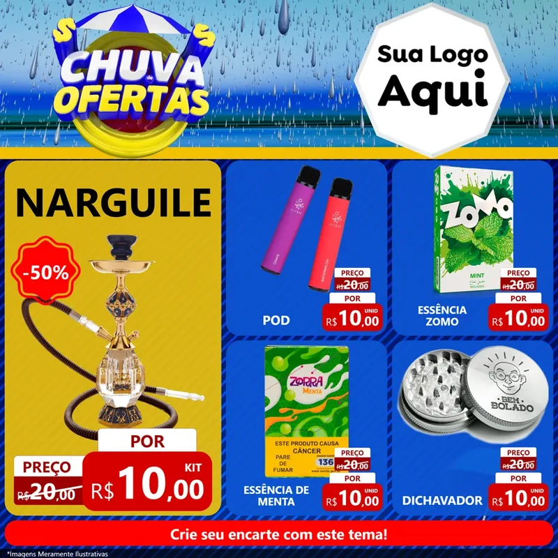 Modelo de Rede Social para Feed Facebook com o tema Chuva de Ofertas para Tabacaria