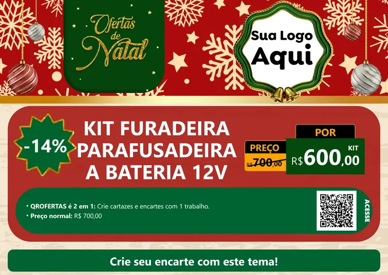 Modelo de Cartaz para Cartaz A4 Horizontal com o tema Natal de Ofertas para Maquinas e Ferramentas