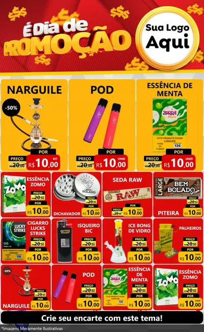 Modelo de Encarte para Encarte Grande com o tema É Dia De Promoção para Tabacaria