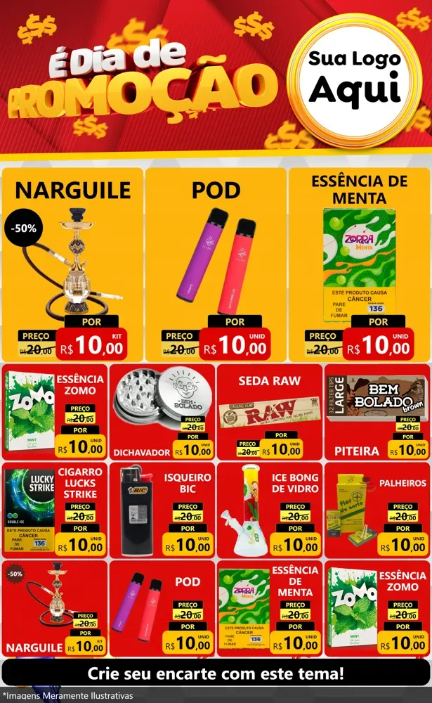 Modelo de Encarte para Encarte Grande com o tema É Dia De Promoção para Tabacaria
